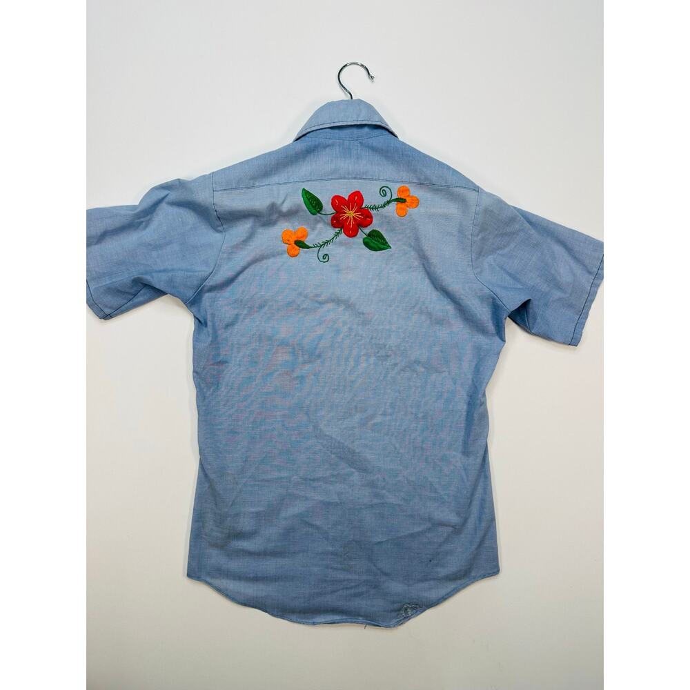 Vintage 1970’s Big Smith Chambray Western Shirt with Handcrafted Embroidery - Picture 7 of 9